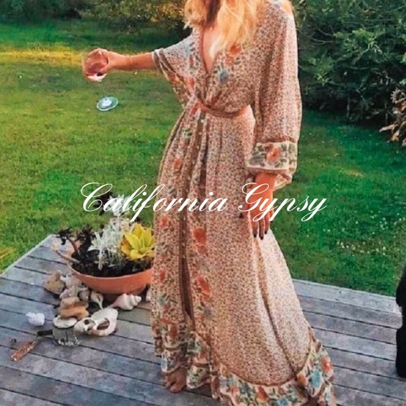 UNBRANDED Dresses & Skirts - Boho Floral Gypsy Print Maxi Dress Kimono